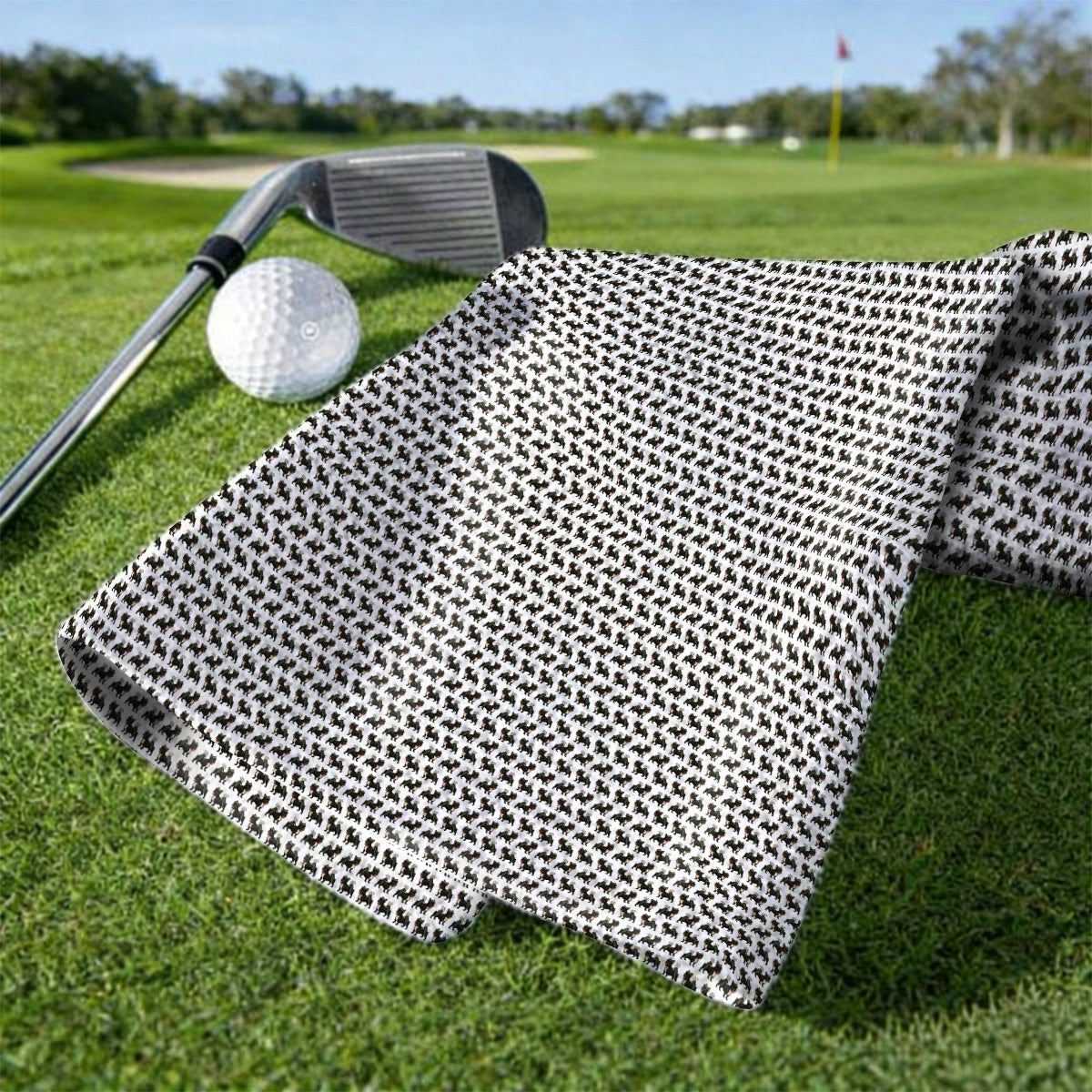 Black French Bulldog Golf Towel, Frenchie Pattern Golf Towels, Funny Dog Dad Gift