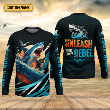 Shark Fishing SPF Shirts, Unleash Your Inner Rebel Performance Fishing Shirts, Fishing Shirts For Men