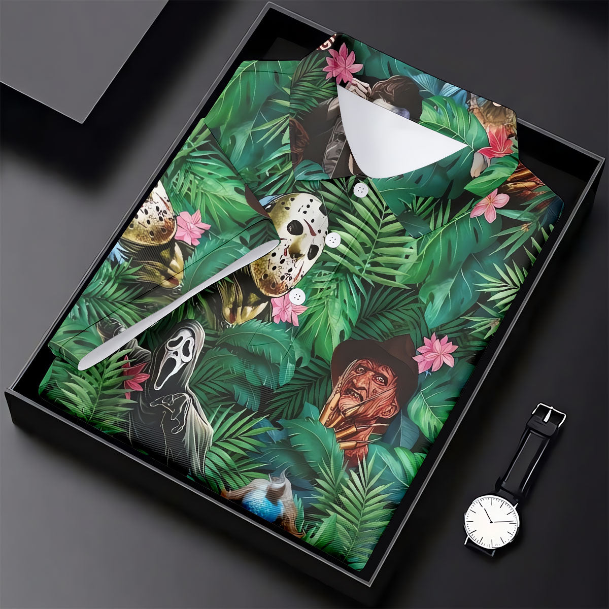 Hidden Horror Villains Jungle Hawaiian Golf Shirt, Women’s Golf Polo, Golf Shirts For Women