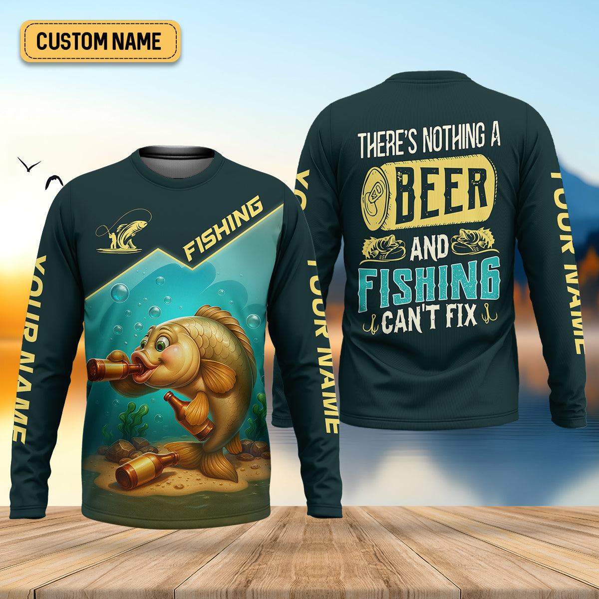 There's Nothing A Beer And Fishing Can't Fix SPF Shirt For Men, Gift For Fisherman, Largemouth Bass Fishing