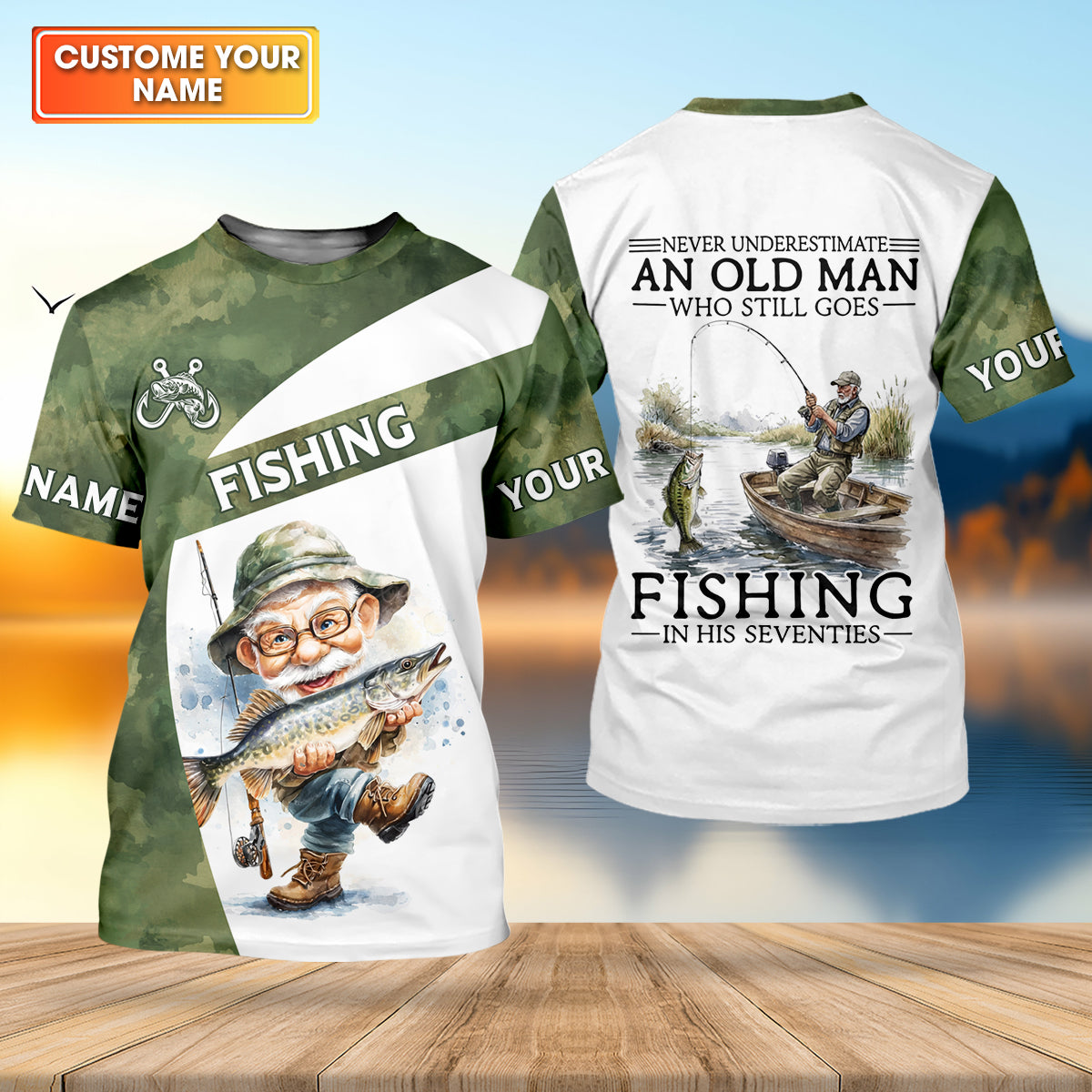 Never Underestimate An Old Man Who Still Goes Fishing Camo Fishing Shirt, Fishing UPF Shirts, Fishing Shirts For Men
