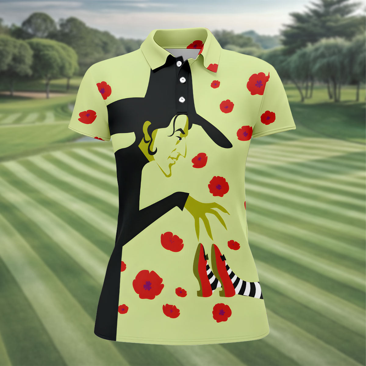 Green Horror Character Golf Polo Shirt, Halloween Golf Shirt, Womens Halloween Shirt