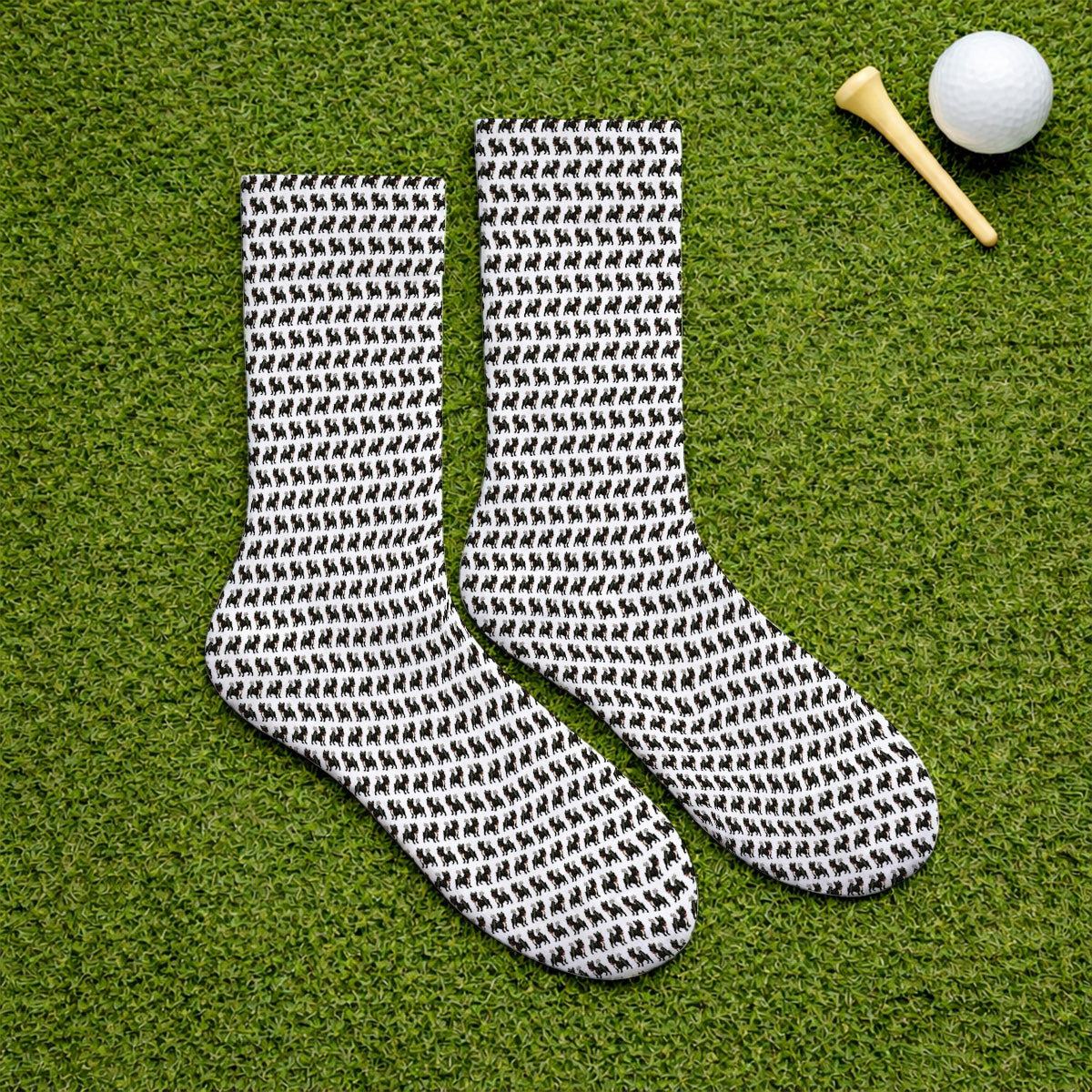 Black French Bulldog Golf Sock, Frenchie Pattern Golf Socks, Funny Dog Dad Gift