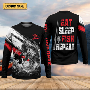 Eat Sleep Fish Repeat Water Splash Fishing UPF Shirts, Fisherman Gift, Fishing Shirts For Men