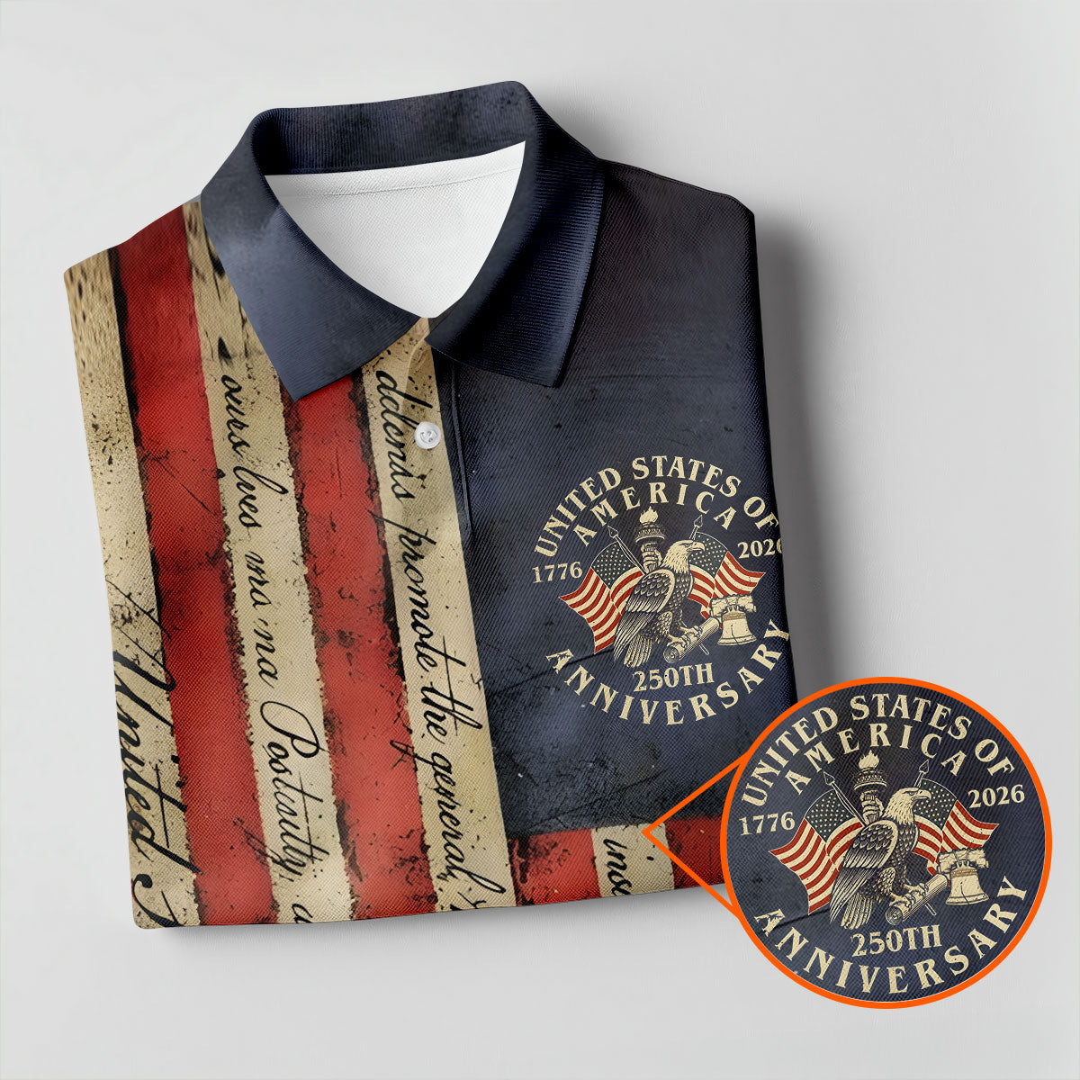 USA 250th Anniversary Distressed Flag Patriotic Golf Shirt, 4th Of July Golf Shirt For Women