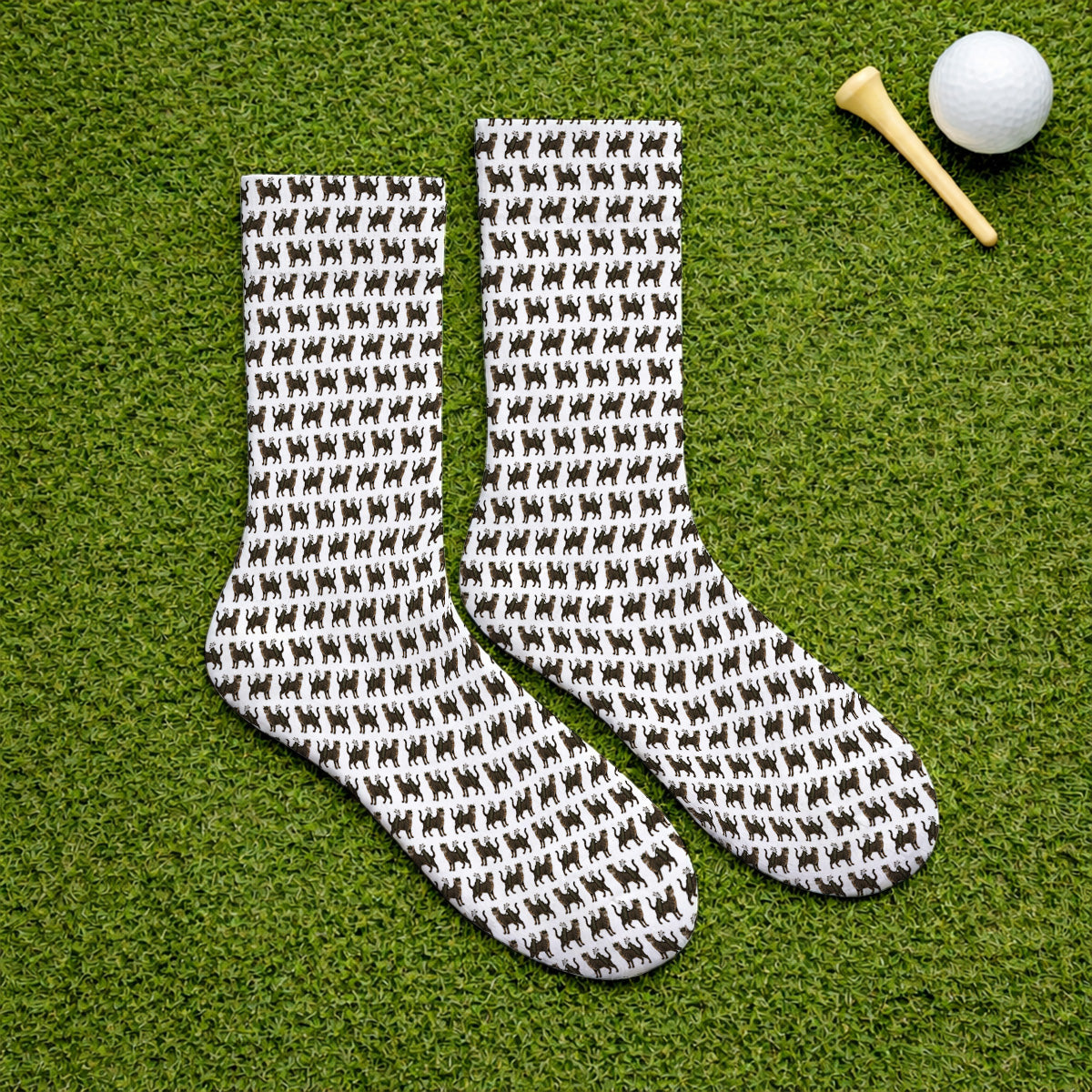 Brown Tabby Cat Golf Sock, Funny Cat Pattern Socks, Cat Lover Golf Gift For Golfer