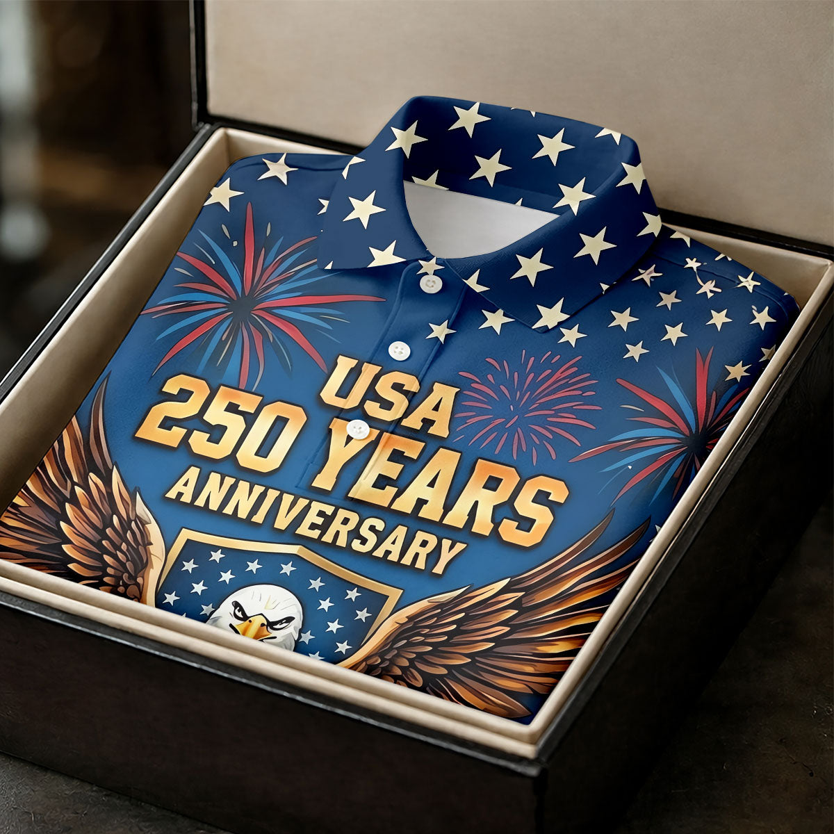 USA 250 Years Stars And Stripes Bald Eagle Golf Shirt, Patriotic 4th Of July Golf Shirt For Women