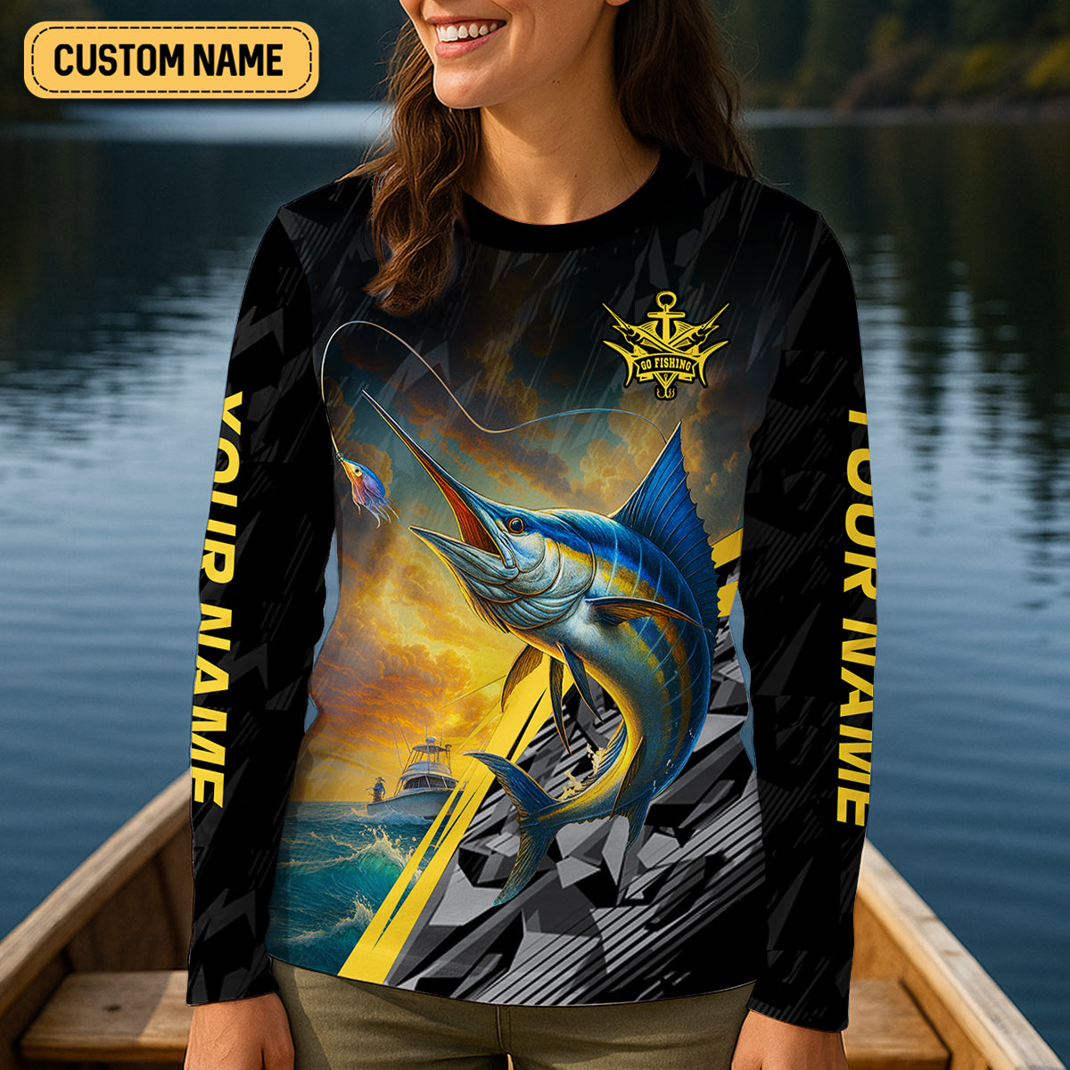 Find Your Wild Swordfish Fishing Women SPF Shirt, Fishing Shirt For Women, Female Fishing Shirts