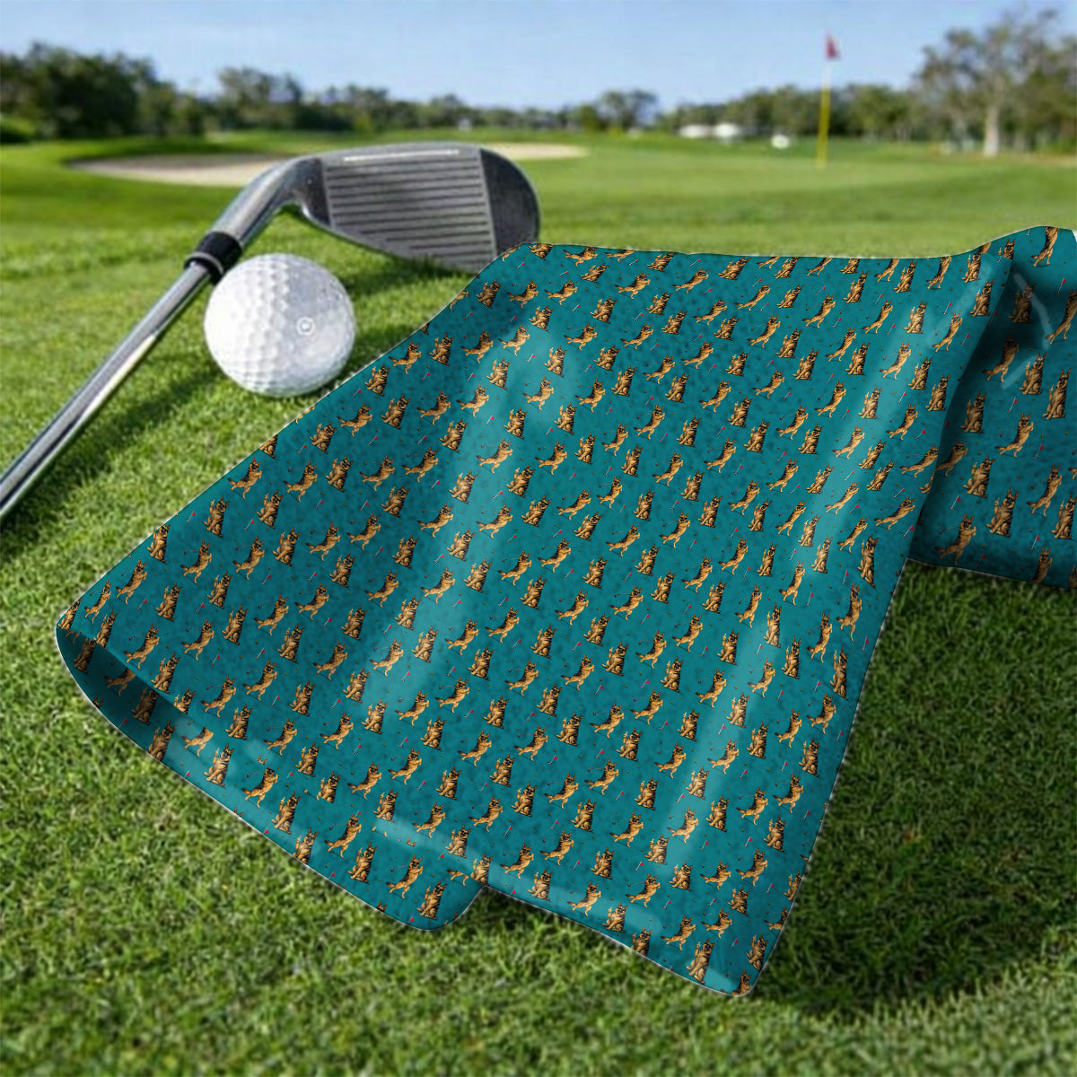 Funny German Shepherd Golf Towels, Dog Lover Pattern Golf Towel, Golf Gift For Golfer