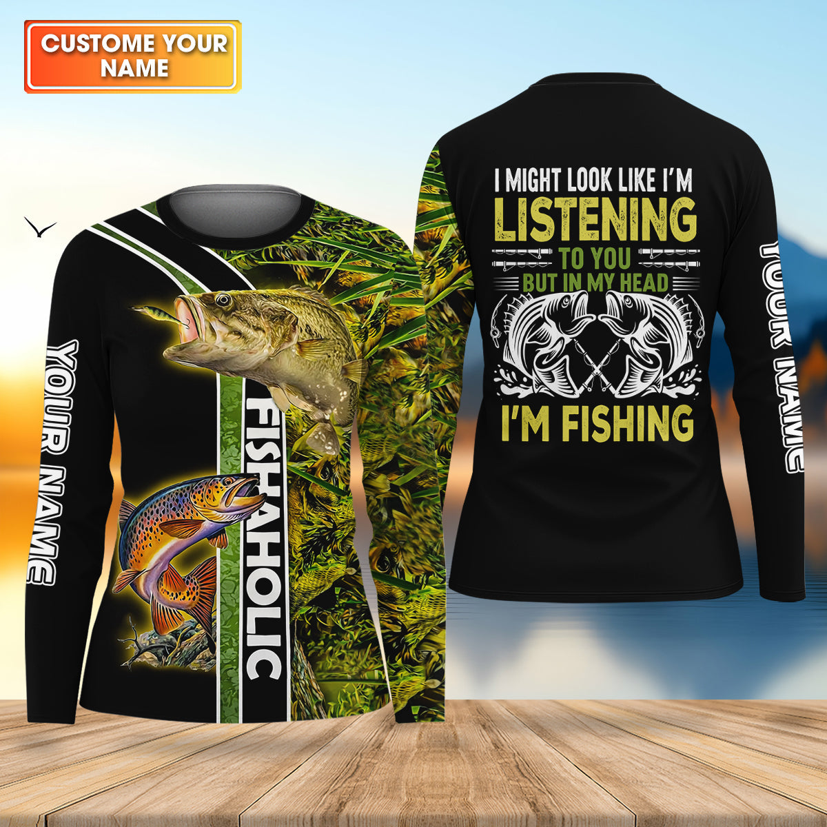 In My Head I'm Fishing Fishaholic Funny Fishing Shirt, Fishing UPF Shirts, Fishing Shirt For Women