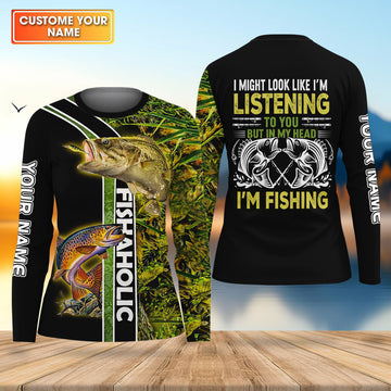 In My Head I'm Fishing Fishaholic Funny Fishing Shirt, Fishing UPF Shirts, Fishing Shirt For Women