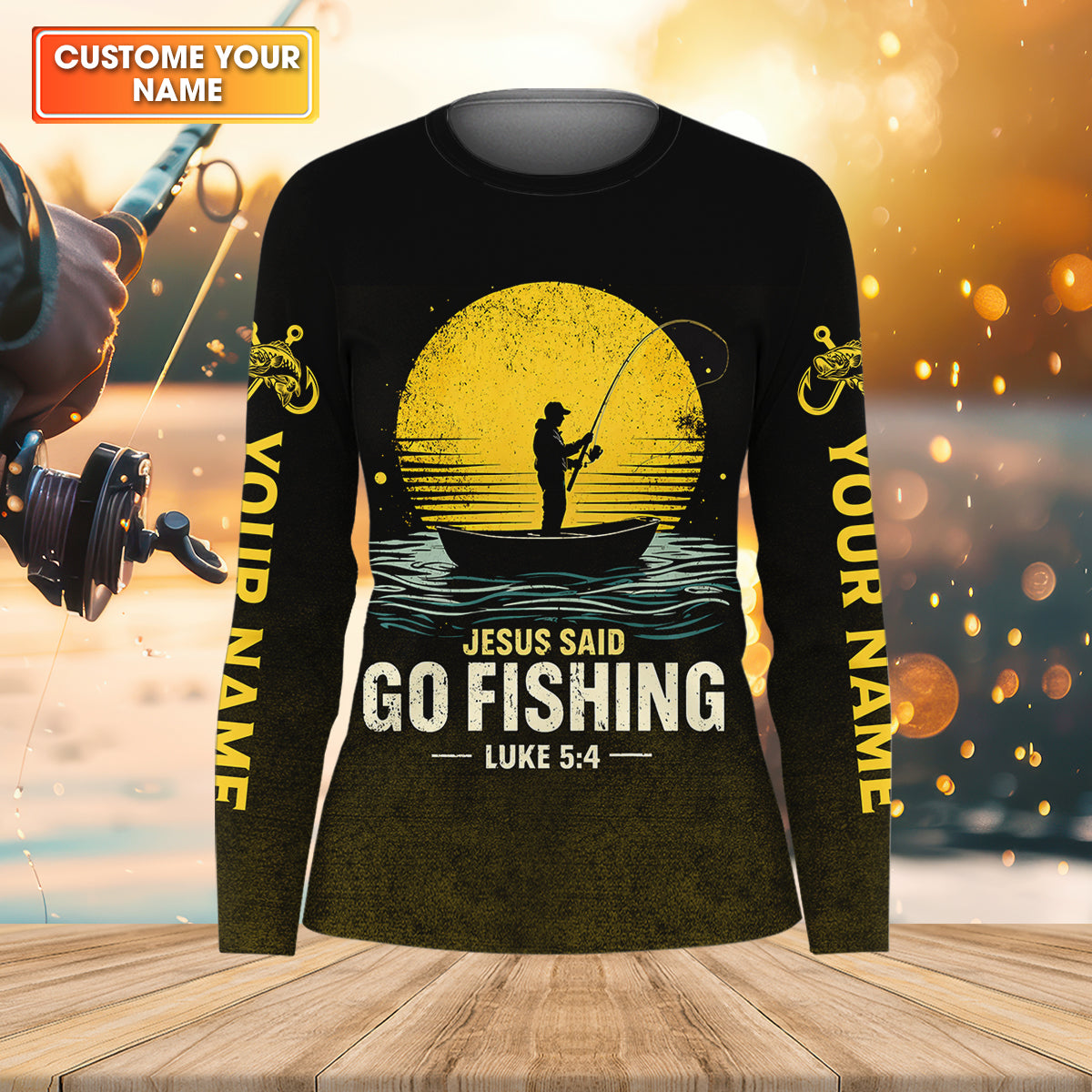 Jesus Said Go Fishing Bible Fishermen Christian Fishing UPF Shirts, Fishing Shirt For Women