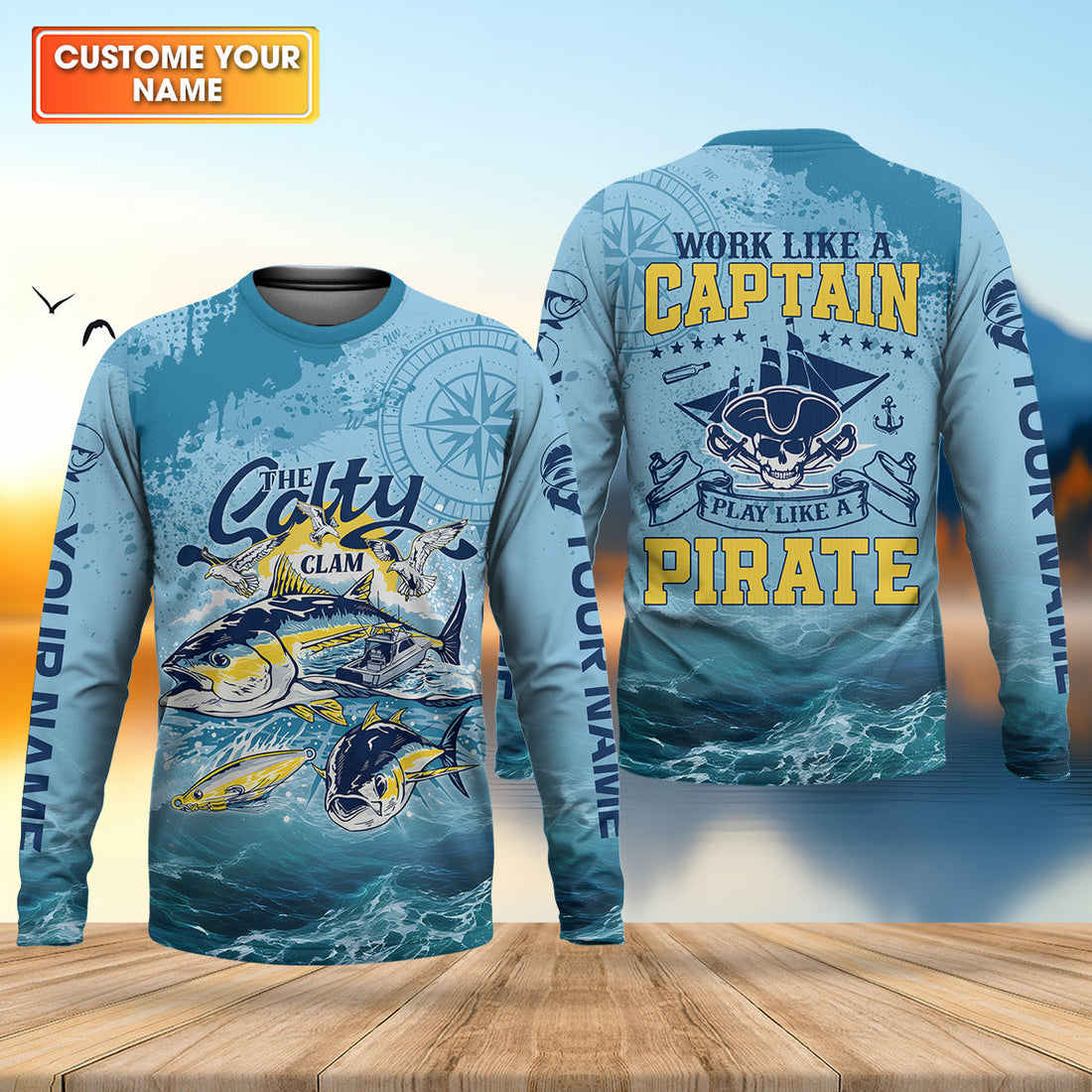 Work Like A Captain Play Like A Pirate Fishing UPF Shirts, Funny Fishing Shirt, Fishing Shirt For Men