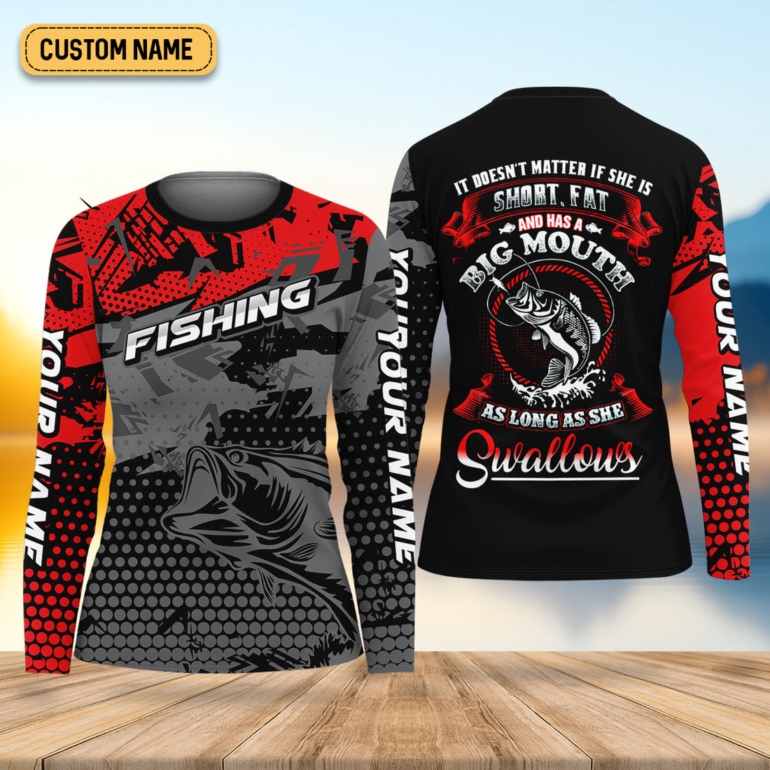 As Long As She Swallows Funny Fishing Shirt, Women SPF Shirt, Women Fishing Shirt, Female Fishing Shirts