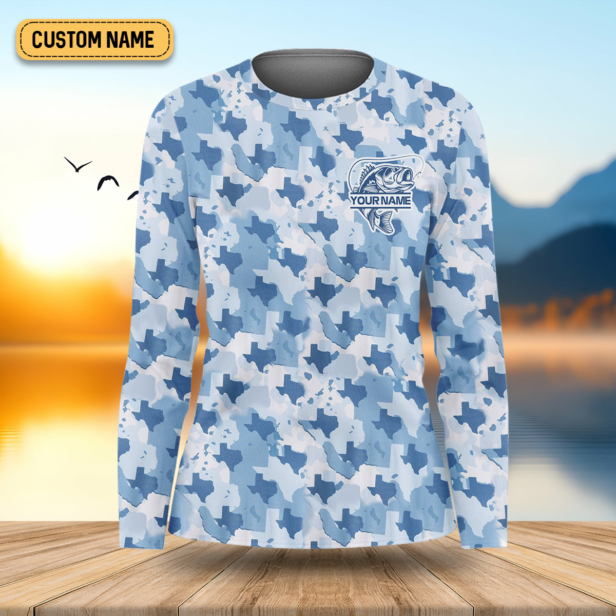 Texas Camo Blue Fishing UPF Shirts, Performance Fishing Shirts, Women SPF Shirt, Female Fishing Shirts