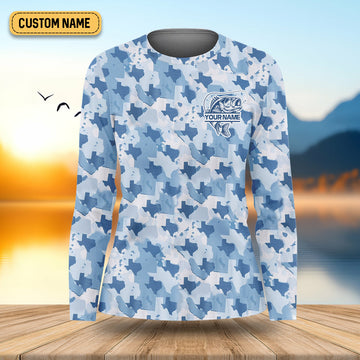 Texas Camo Blue Fishing UPF Shirts, Performance Fishing Shirts, Women SPF Shirt, Female Fishing Shirts