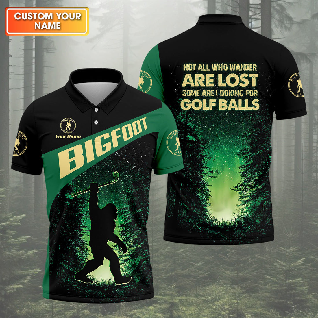 Bigfoot Custom Mens Golf Polo ShirtGolf Gifts For Dad