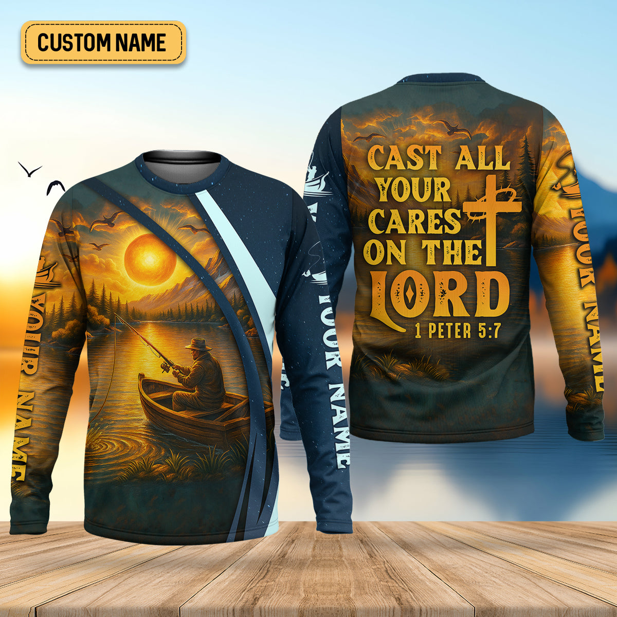 Cast All Your Cares On The Lord Christian Fishing SPF Shirt For Men, Fisherman Gift, Men's Fishing Shirt