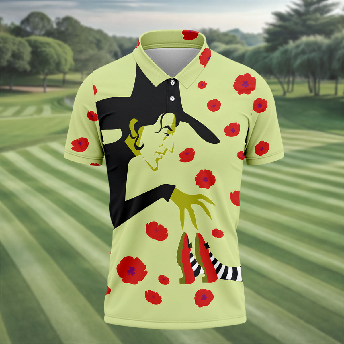 Green Horror Character Golf Polo Shirt, Halloween Golf Shirt, Mens Halloween Shirt