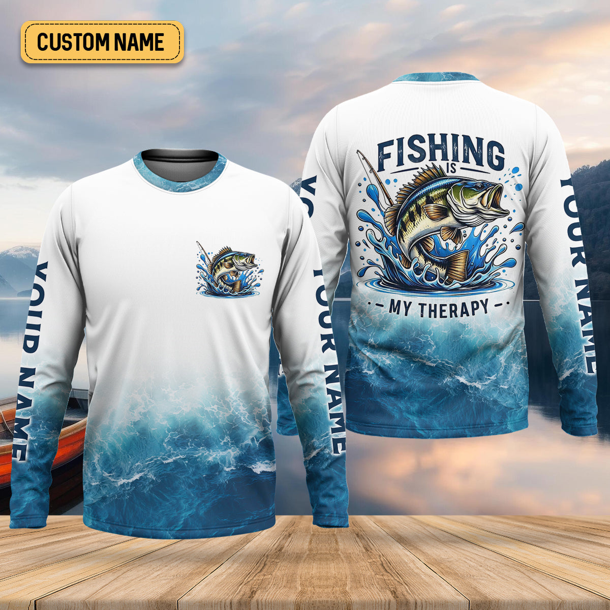 Fishing Is Therapy Funny Fishing Shirt, Mens SPF Shirt, Fishing Gifts For Men, Bass Fishing