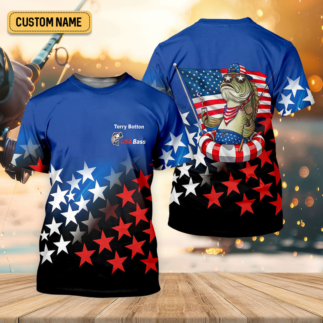 USA Bass Fishing American Flag Fishing Shirt, 250 Years 4th Of July Fishing UPF Shirts, Men's Fishing Shirt