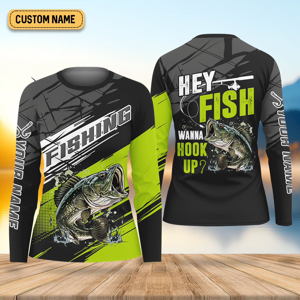 Hey Fish Wanna Hook Up Neon Fishing Women SPF Shirt, Funny Fishing Shirt, Fishing Shirt For Women