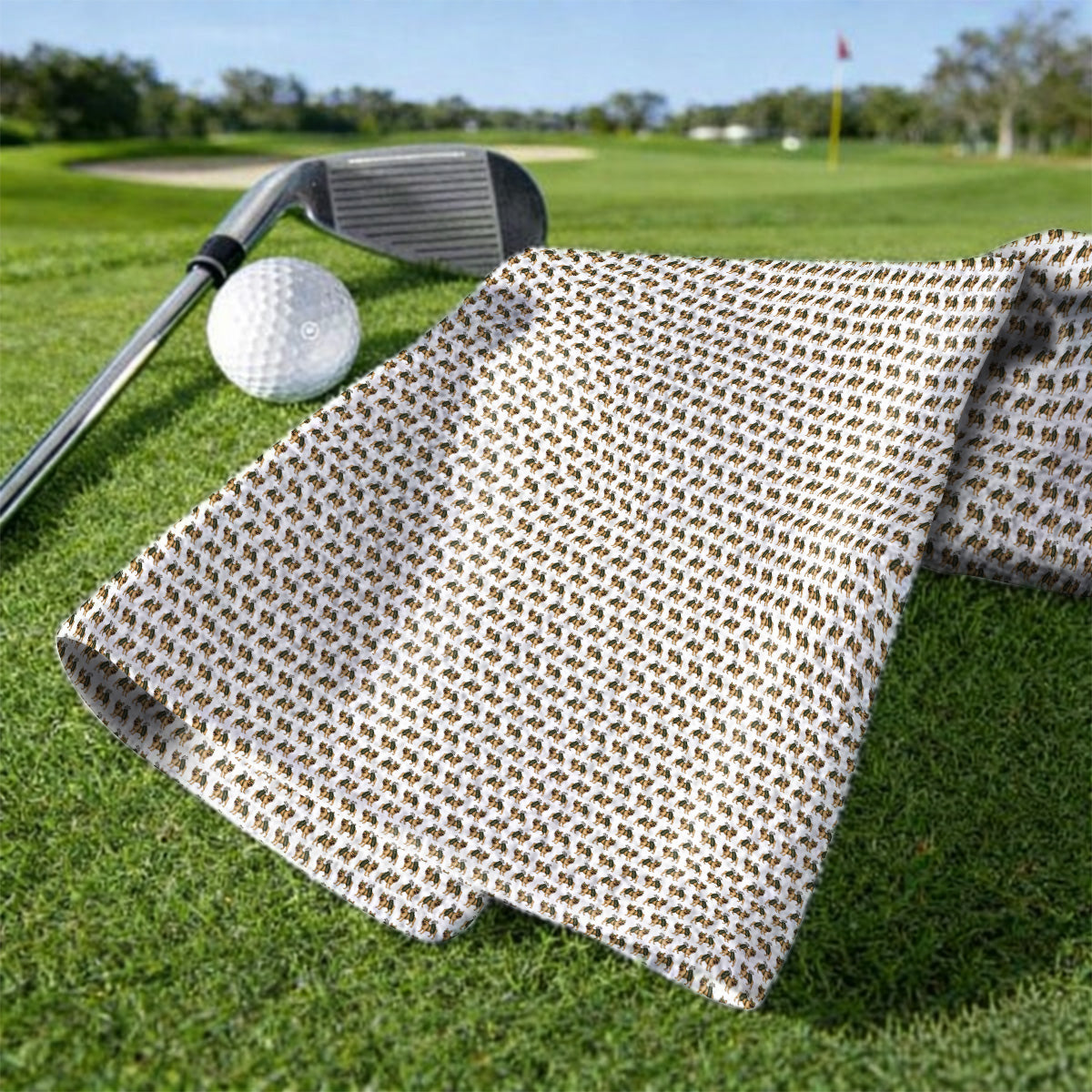 French Bulldog Pattern Golf Towel, Funny Frenchie Dog Towels, Golf Gift For Golfer