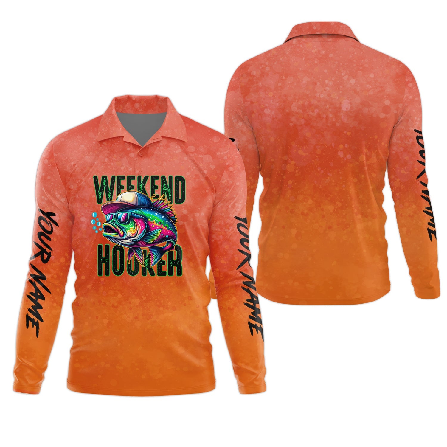 Weekend Hooker Orange Fishing Shirt, Fishing UPF Shirts, Hooded Sun Shirt, Gift For Fisherman