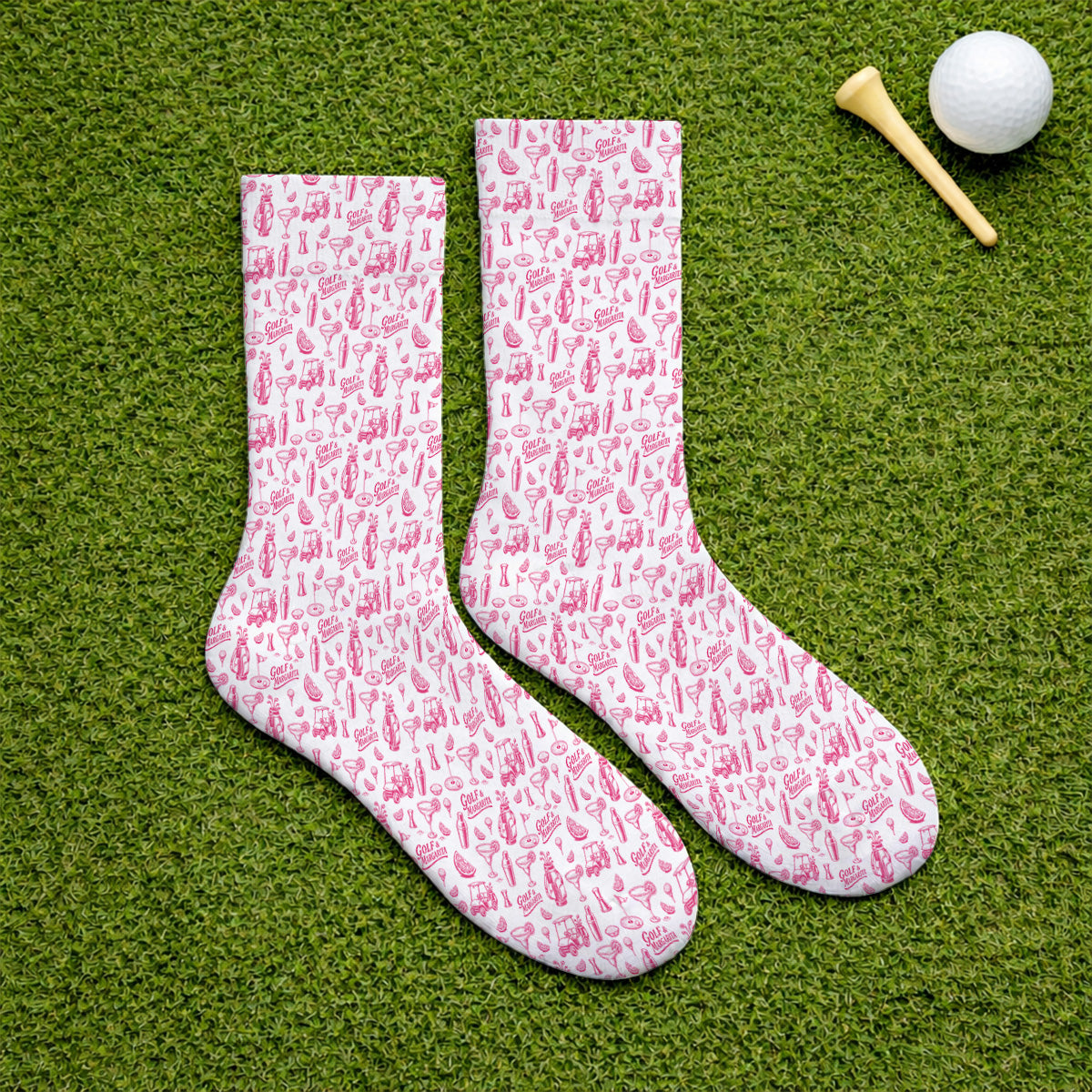 Golf & Margarita Pattern Golf Sock, Margarita Lover Golf Socks, Funny Golf Gift For Golfer