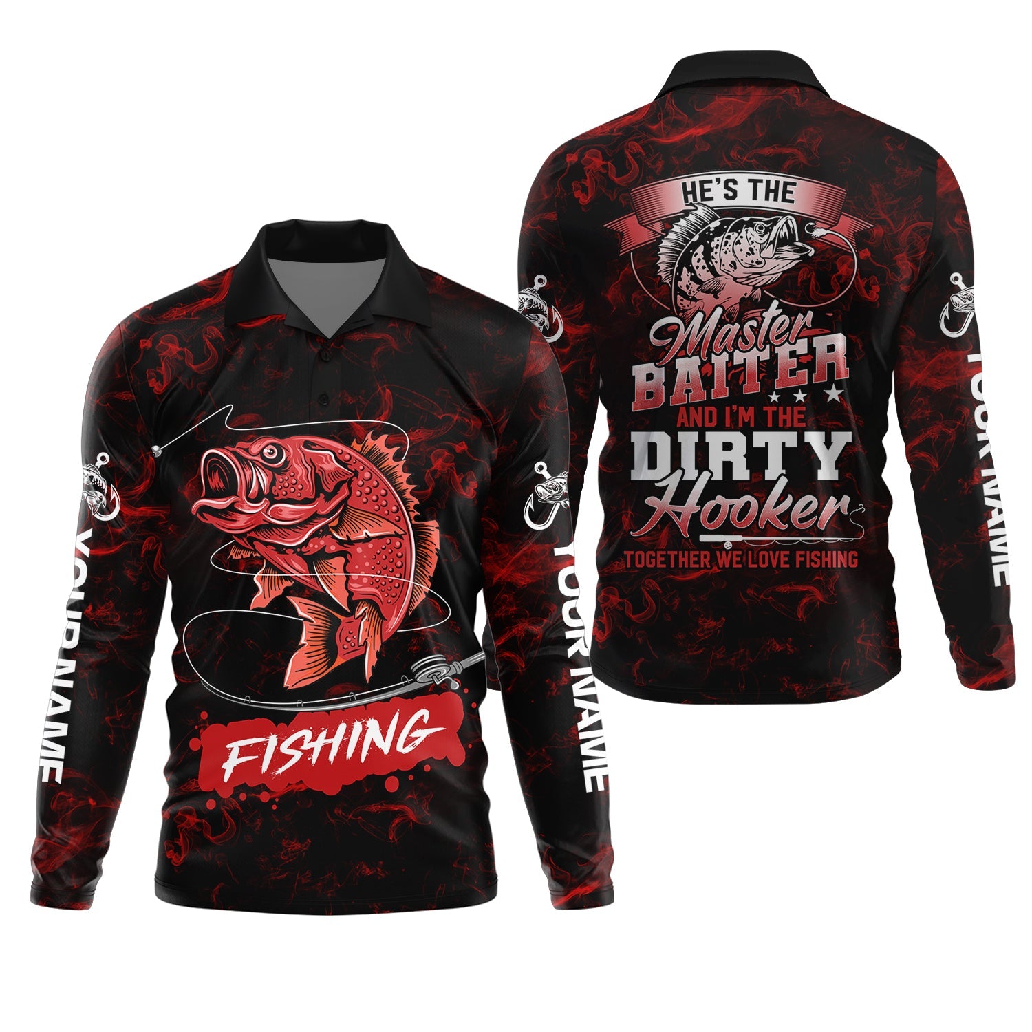He’s the Master Baiter & I’m the Dirty Hooker, Fishing Women SPF Shirt, Women Fishing Shirt, Funny Fishing Shirt