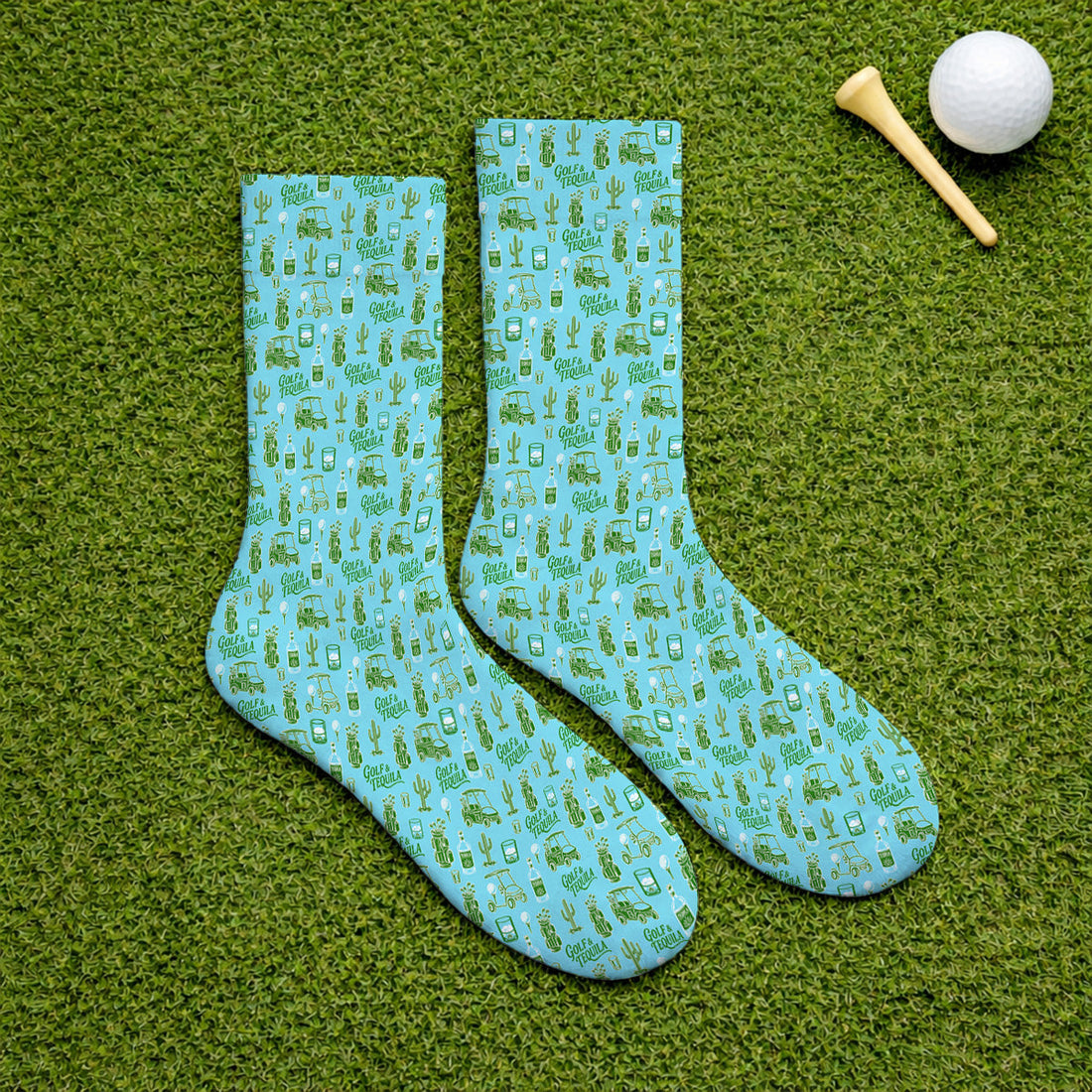 Golf & Tequila Pattern Golf Socks, Funny Golf Sock For Tequila Lover, Golf Gift For Golfer