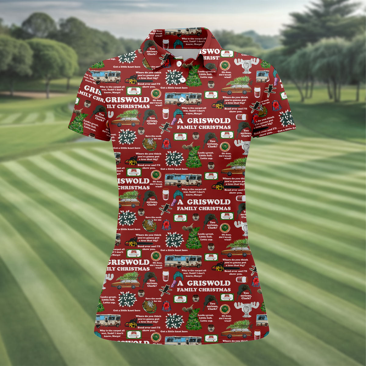 A Griswold Family Christmas Women's Golf Tops, Christmas Golf Shirt, Ladies Golf Polos, Golf Gift For Ladies