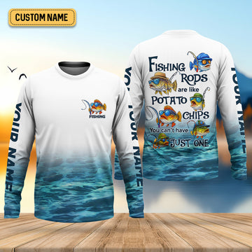 Fishing Rods Are Like Potato Chips White Fishing Shirt, Funny Fishing Shirt, SPF Shirt For Men, Gift For Fisherman