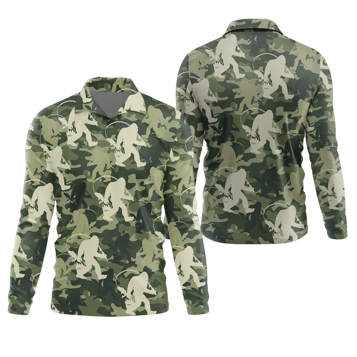 Bigfoot Camo Fishing SPF Shirts, Bassquatch Fishing Shirts, Fishing Shirts For Men, Funny Fisherman Gift