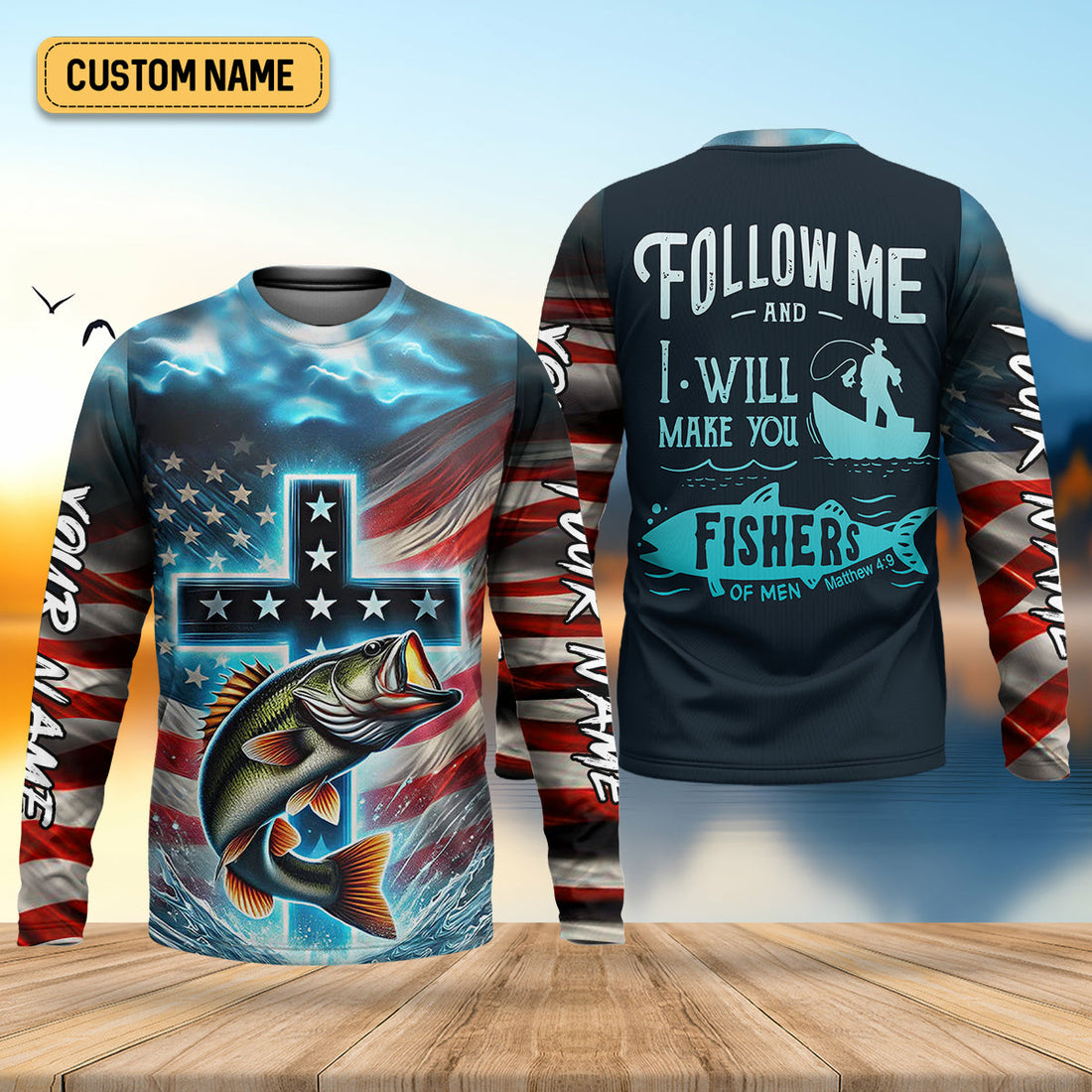 I Will Make You Fishers Of Men Christian Patriotic Fishing Shirt, Fishing UPF Shirts, Fishing Gifts For Men
