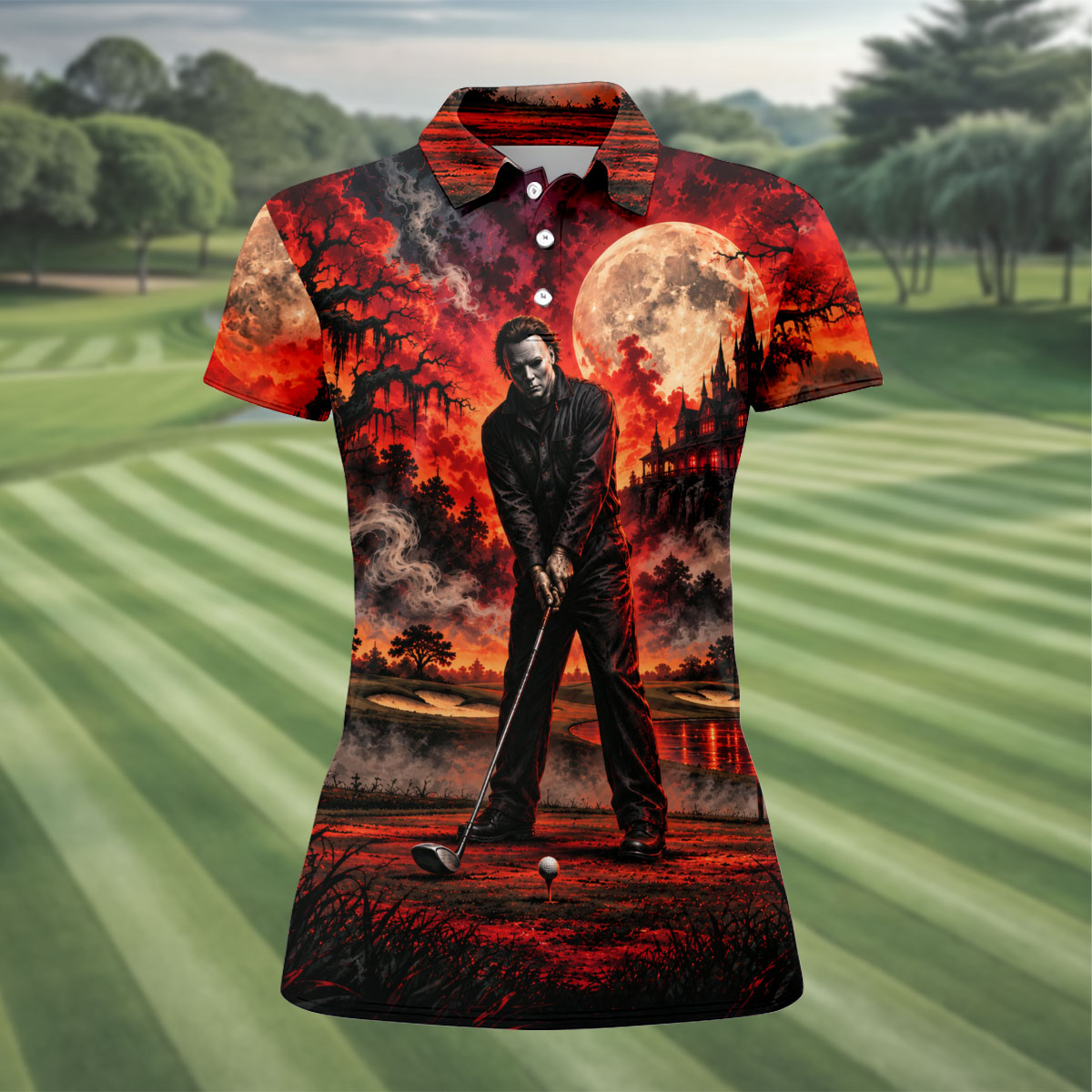 Can't Kill Bogeyman Horror Character Polo Shirt, Halloween Golf Shirt, Women's Golf Polo