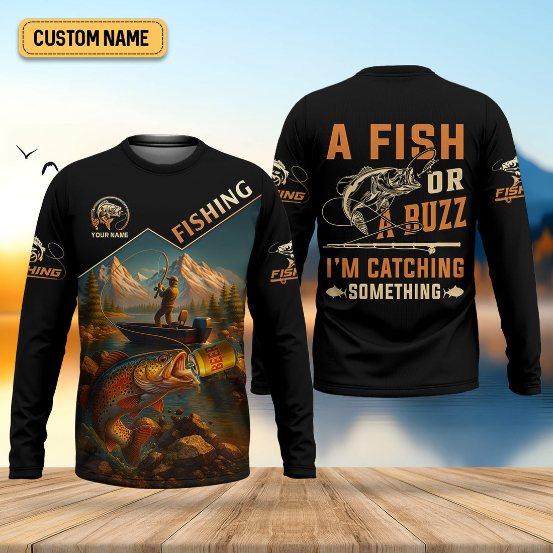 A Fish Or A Buzz I'm Catching Something Fishing UPF Shirts, Performance Fishing Shirts, Fishing Shirts For Men