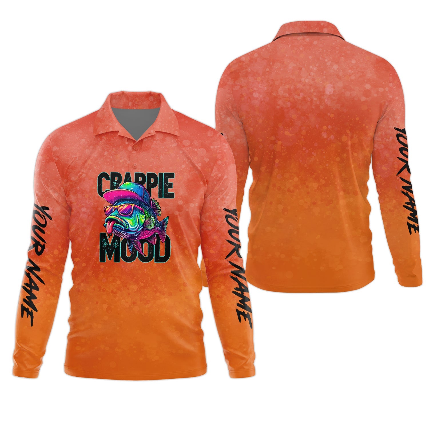 Crappie Mood Orange Neon Fishing UPF Shirts, Funny Fishing Shirt, Gift For Fisherman