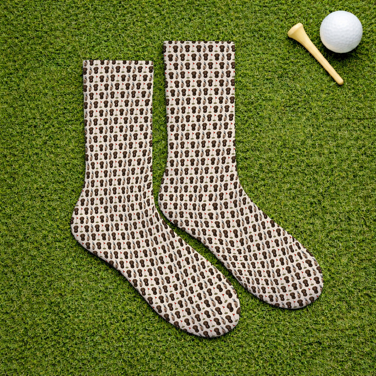 Chocolate Labrador Retriever Golf Sock, Funny Chocolate Lab Pattern Golf Socks, Dog Lover Golf Shirt