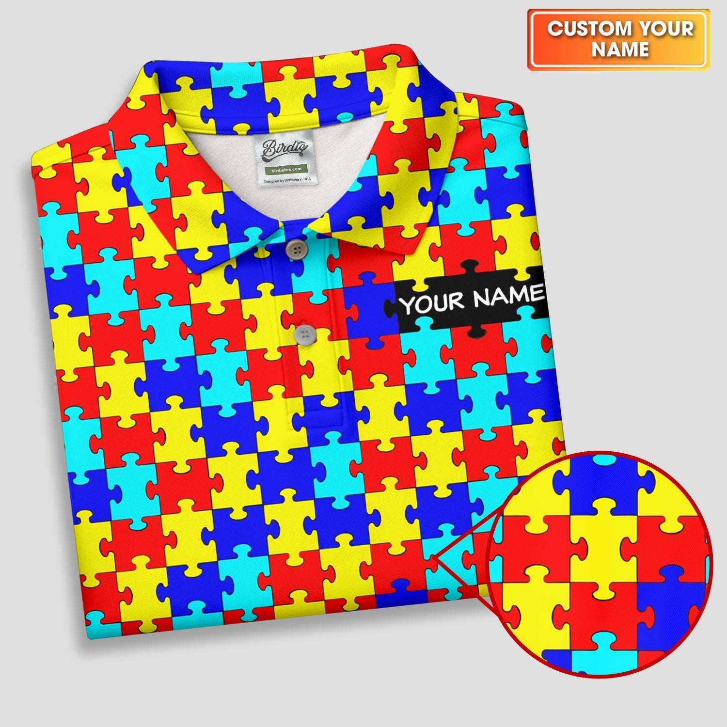 Autism Awareness Colorful Puzzle Pattern Ladies Golf Shirts, Golf Shirt For Women, Ladies Golf Polos