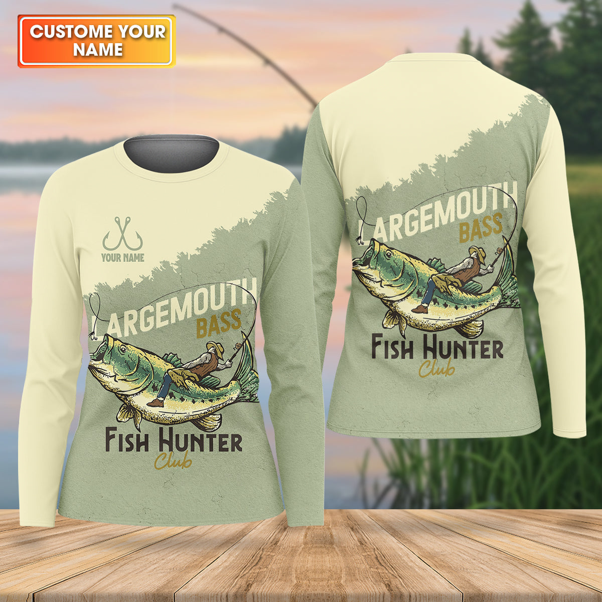 Largemouth Bass Fish Hunter Club Fishing UPF Shirts, Funny Fishing Shirt, Women Fishing Shirt