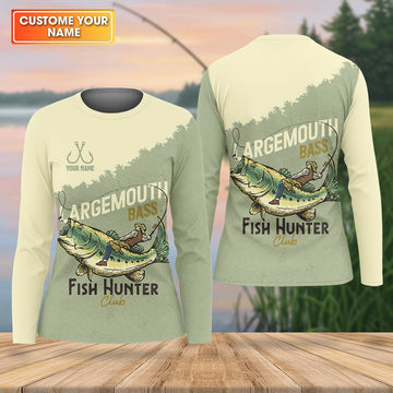Largemouth Bass Fish Hunter Club Fishing UPF Shirts, Funny Fishing Shirt, Women Fishing Shirt