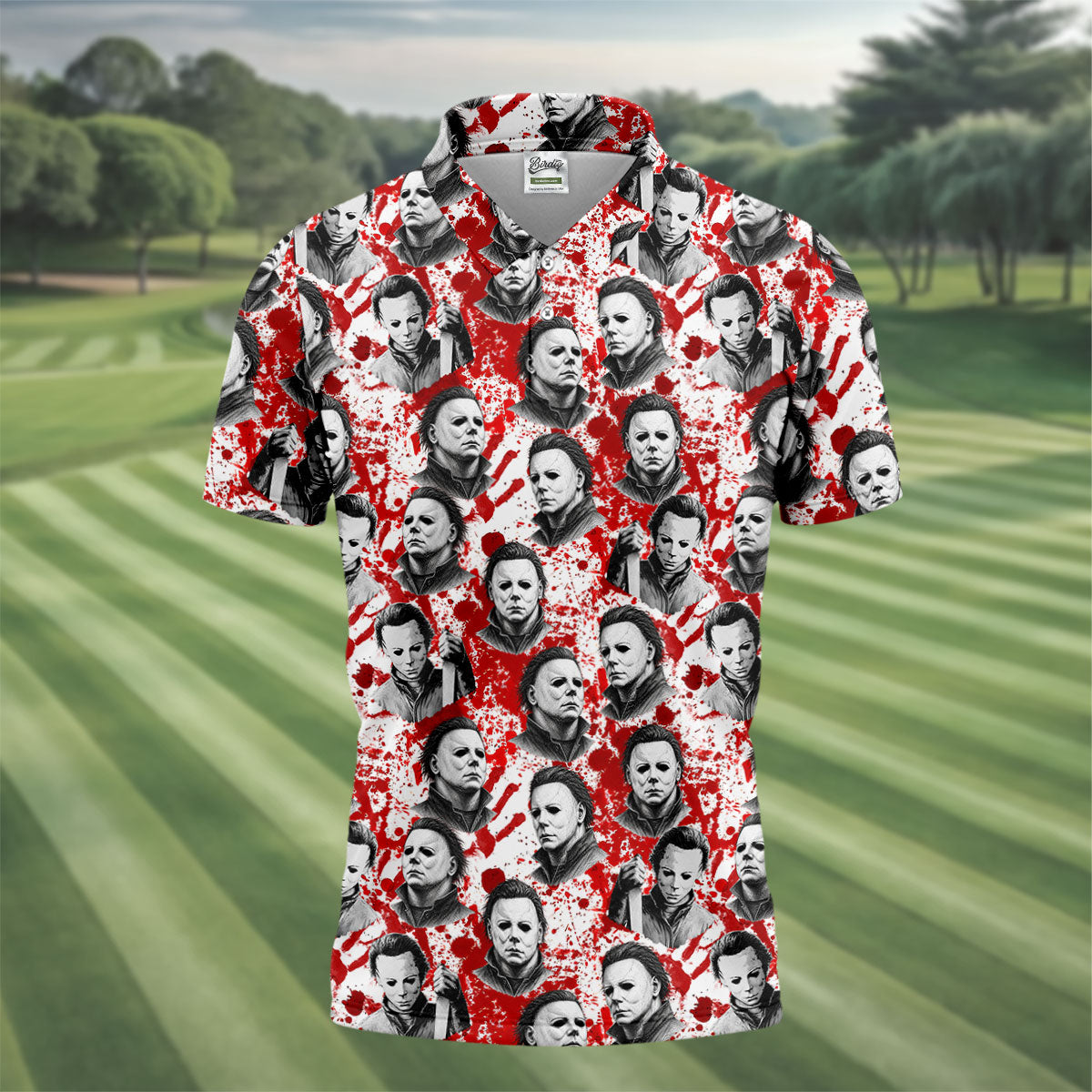 Halloween Masked Horror Character Polo Shirt, Mens Polo Shirts, Mens Golf Apparel