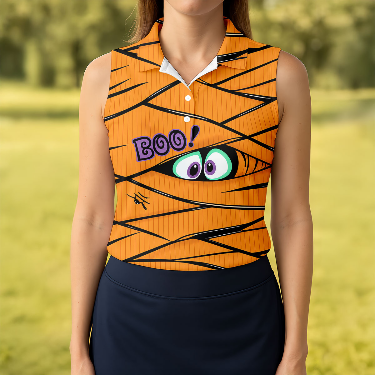 Boo Mummy Halloween Horror Character Polo Shirt, Ladies Golf Shirts, Golf Shirts For Women