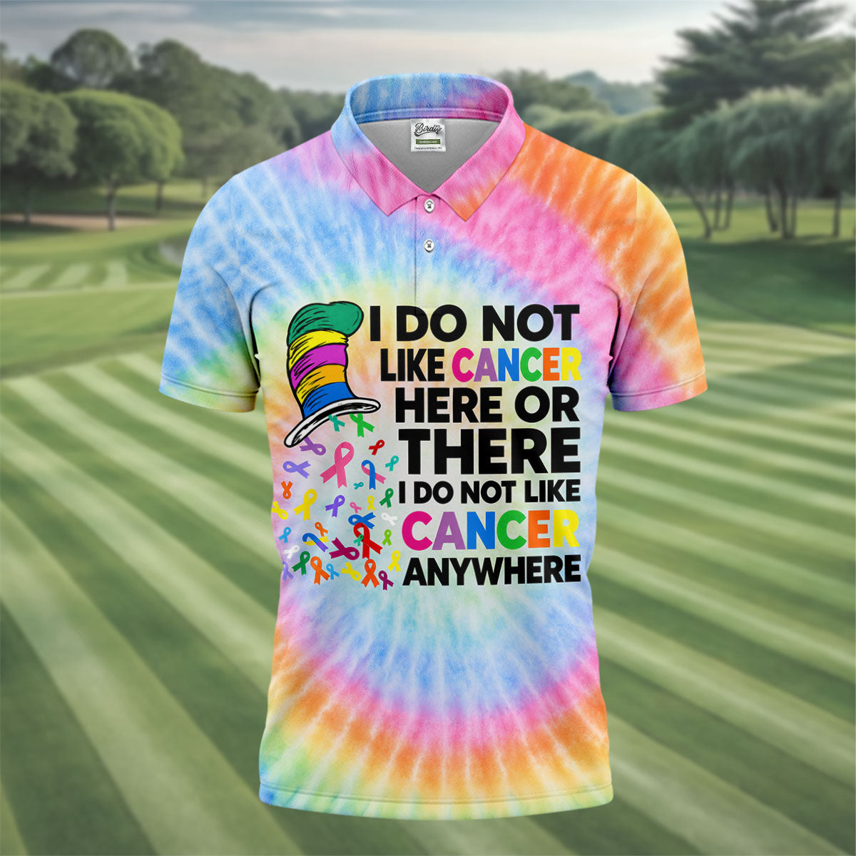 I Do Not Like Cancer Tie Dye Polo Shirt, Golf Polo Shirts For Men, Mens Golf Apparel