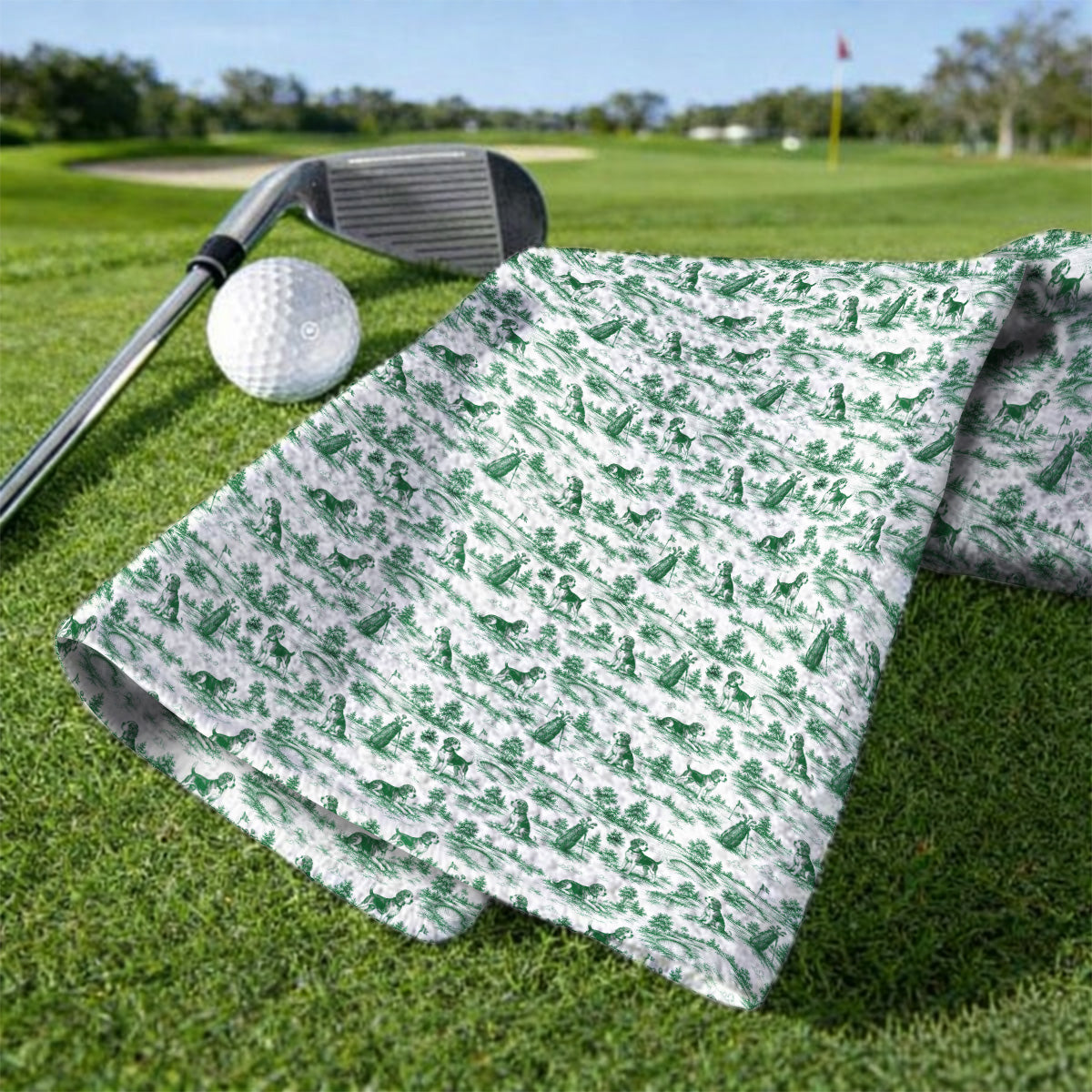 Beagle Toile De Jouy Golf Towel, Vintage Dog Pattern Golf Towels, Beagle Lover Golf Gift