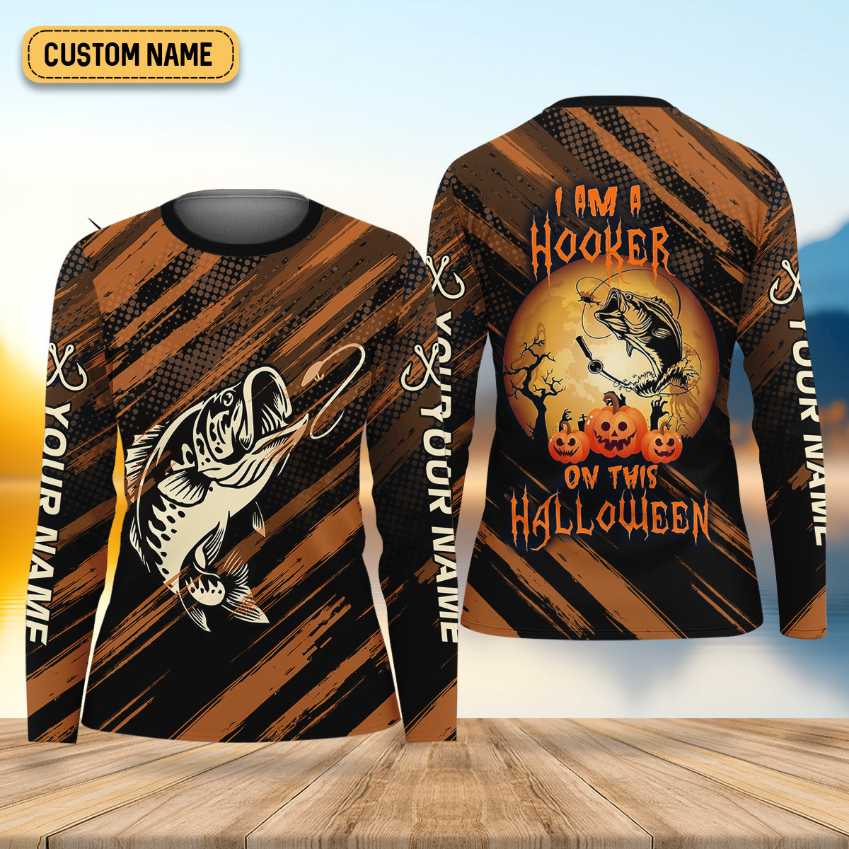 I'm A Hooker On This Halloween Fishing UPF Shirts, Funny Fishing Shirt, Fishing Shirt For Women