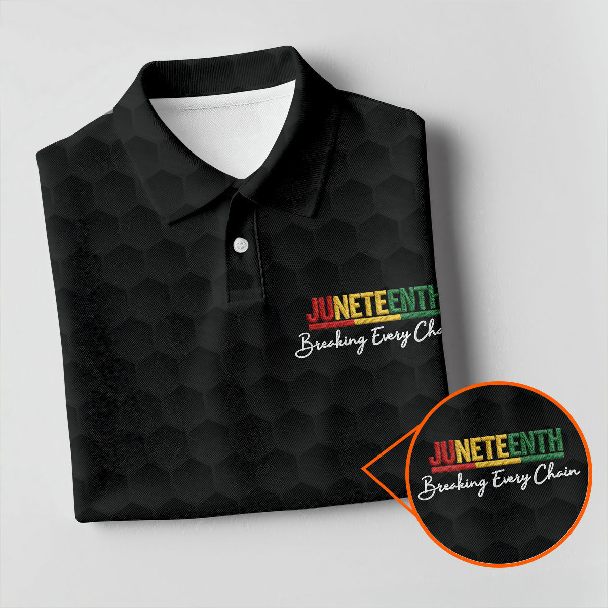 Juneteenth Breaking Every Chain Golf Ball Pattern Golf Tops For Men, Black Heritage Day Golf Shirts For Men
