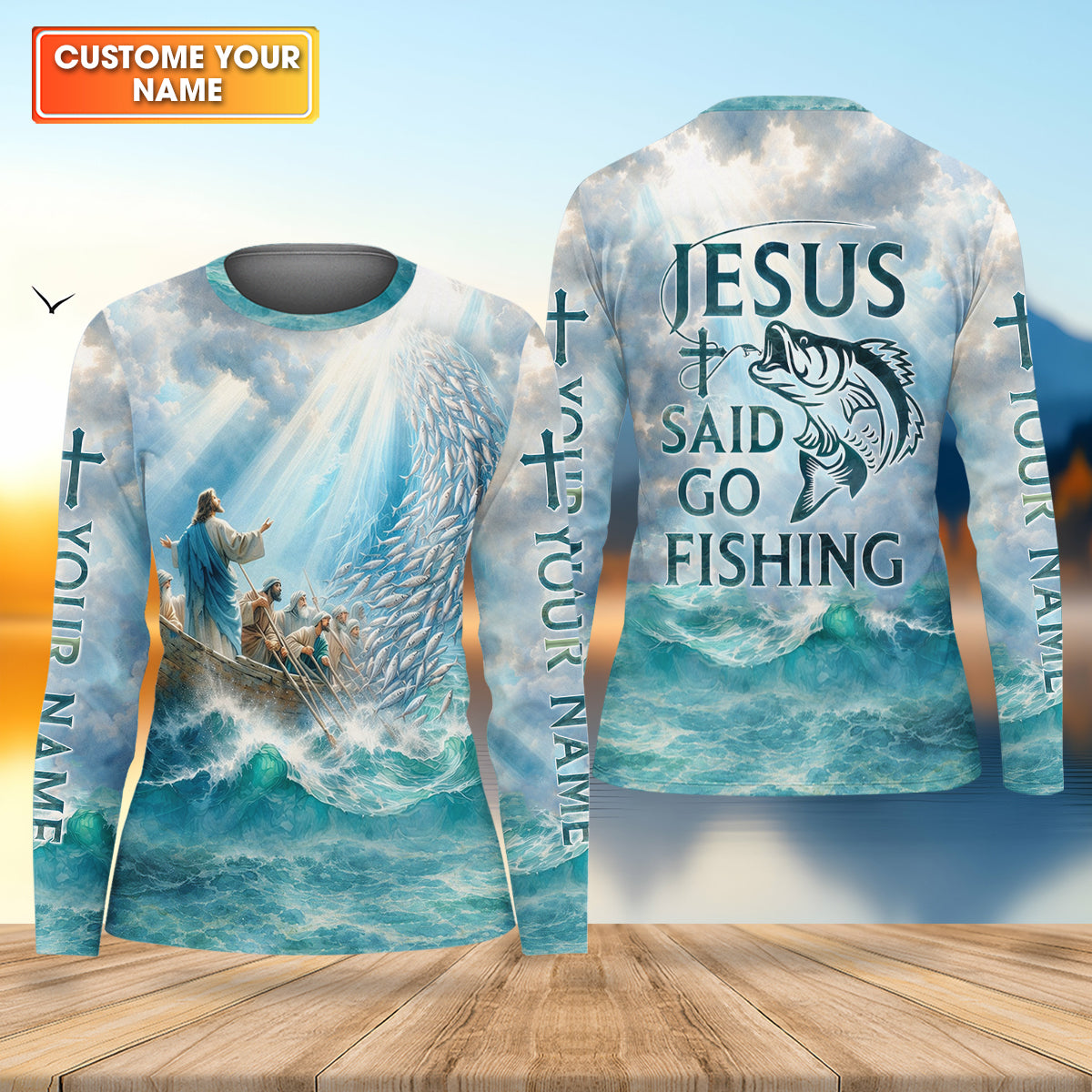 Jesus Said Go Fishing Christian Fishing UPF Shirts, Funny Fishing Shirt, Women Fishing Shirt