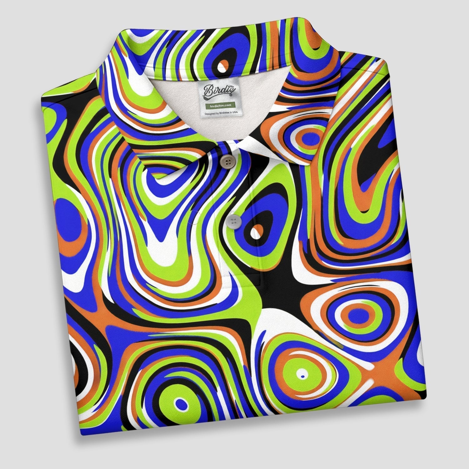 Blue And Green Fluid Art Cool Golf Shirt, Women's Golf Tops, Ladies Golf Shirts, Women's Polo Shirt